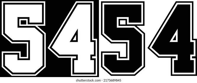 Jersey Number 54 For Tshirt Design