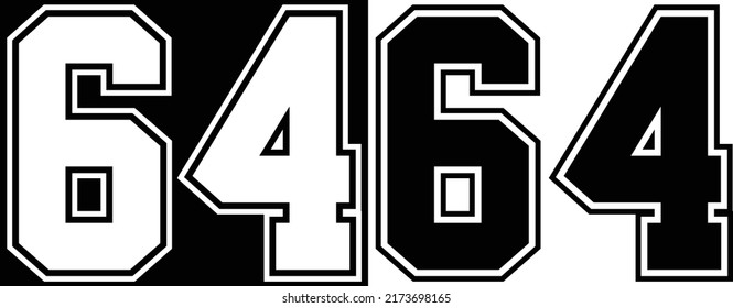 Jersey Number 64 For Tshirt Design