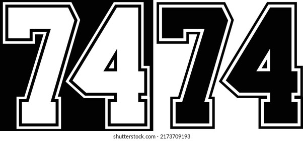 Jersey Number 74 For Tshirt Design