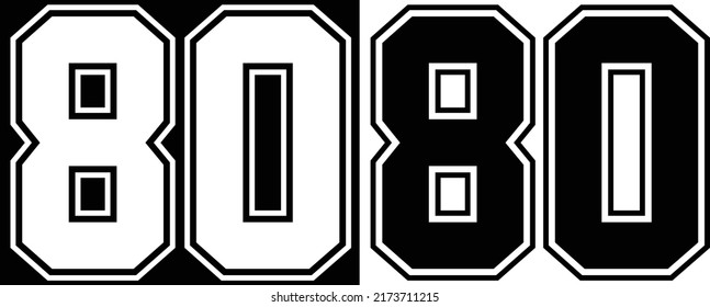 Jersey Number 80 For Tshirt Design