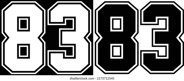 Jersey number 83 for tshirt design