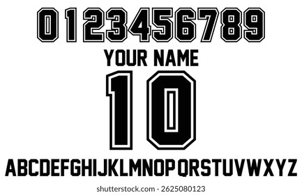 Jersey Number font, Varsity numbers font Vector and Clip art