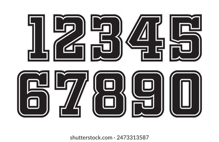  Jersey Número Plantillas - Sports Font Title Vector