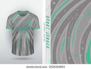 Jersey, outdoor sports design, jersey, football, futsal, running, racing, exercise, curved pattern, gray, mint green lines.