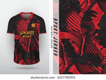 Jersey, outdoor sports design, jersey, football, futsal, running, racing, exercise, leaf pattern, red and black.