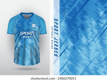 Jersey, outdoor sports design, jersey, football, futsal, running, racing, exercise, blue halftone pattern.