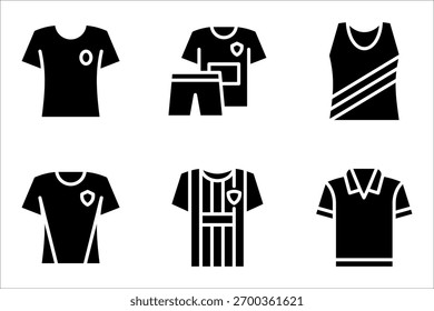 Jersey outline vector icon set. Thin line black jersey icon, vector illustration on white background