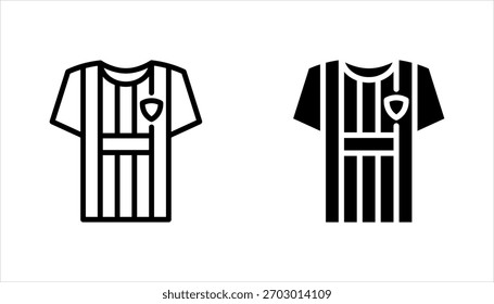 Conjunto de ícones de vetor de contorno de Jersey. Ícone de camisa preta de linha fina, ilustração vetorial em fundo branco