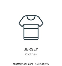 Jersey outline vector icon. Thin line black jersey icon, flat vector simple element illustration from editable clothes concept isolated stroke on white background