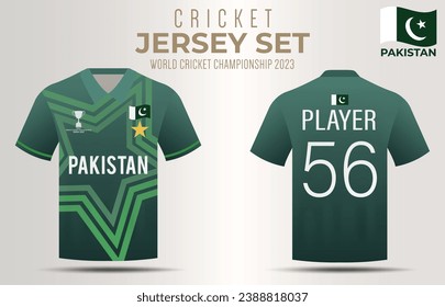 Jersey for Pakistan Cricket Team Front and Back view