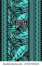 PADRÃO DE JERSEY E FUNDO DE FOLHAS TROPICAIS PARA SUBLIMAÇÃO
