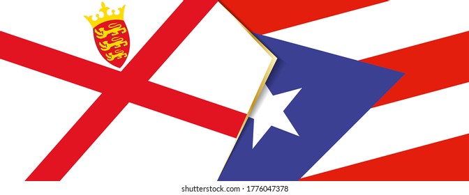 Jersey and Puerto Rico flags, two vector flags symbol of relationship or confrontation.