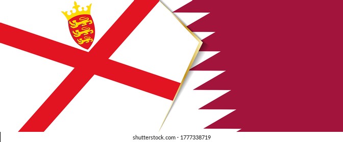 Banderas de Jersey y Qatar, dos banderas vectoriales símbolo de relación o enfrentamiento.