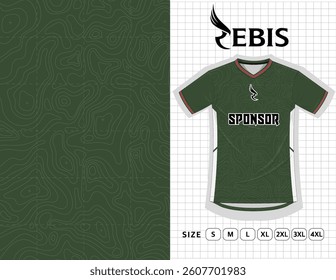 Jersey Rebis Apparel, outdoor sports design, jersey, football, futsal, running, exercise, grain pattern, classic style, green