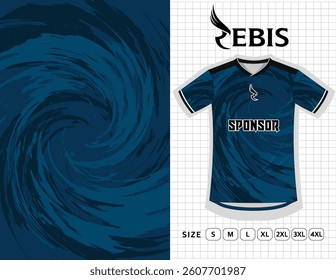 Jersey Rebis Apparel, outdoor sports design, jersey, football, futsal, running, exercise, grain pattern, classic style, blue