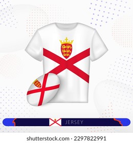 Jersey rugby jersey with rugby ball of Jersey on abstract sport background. Jersey design.