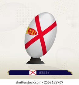 Jersey Rugby Ball on Rugby Kicking Tees with Modern Design. Illustration perfect for sports, national pride, and rugby-related projects.