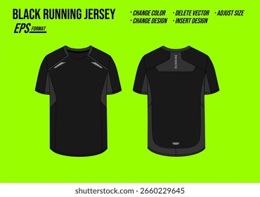 Jersey läuft schwarz mock-up vektor
