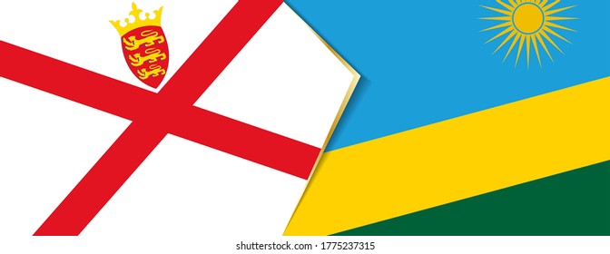 Jersey and Rwanda flags, two vector flags symbol of relationship or confrontation.