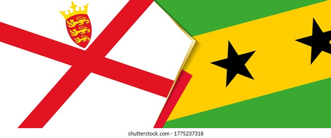 Jersey and Sao Tome and Principe flags, two vector flags symbol of relationship or confrontation.