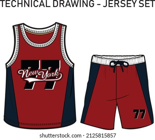 JERSEY SET DESIGN APPAREL TECHNICAL DRAWING