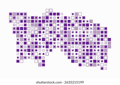 Jersey, shape of the country build of colored cells. Digital style map of the Jersey on white background. Large size square blocks. Abstract vector illustration.