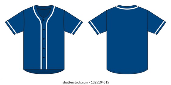 Jersey shortsleeve shirt (baseball uniform shirt) template vector illustration / blue