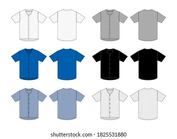 Jersey Shortsleeve Shirt (baseball Uniform Shirt) Template Vector Illustration Set