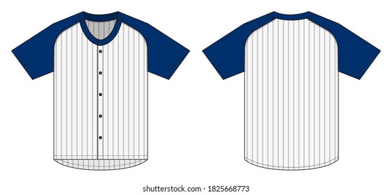 Jersey shortsleeve shirt (baseball uniform shirt) template vector illustration 