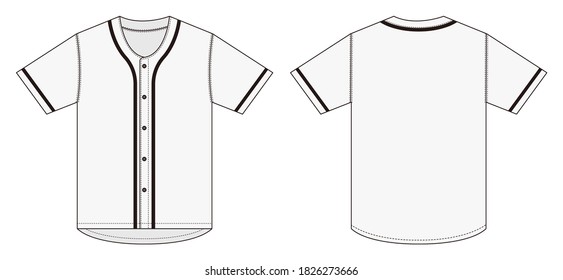 Jersey shortsleeve shirt (baseball uniform shirt) template vector illustration / white x black