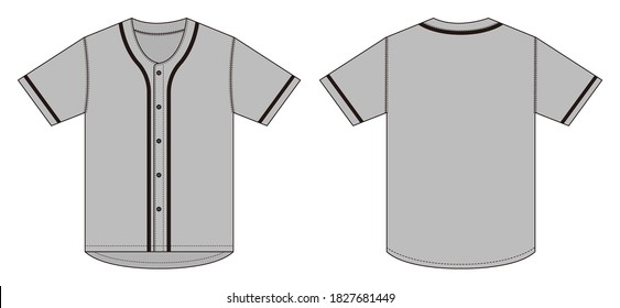 Jersey shortsleeve shirt (baseball uniform shirt) template vector illustration / gray