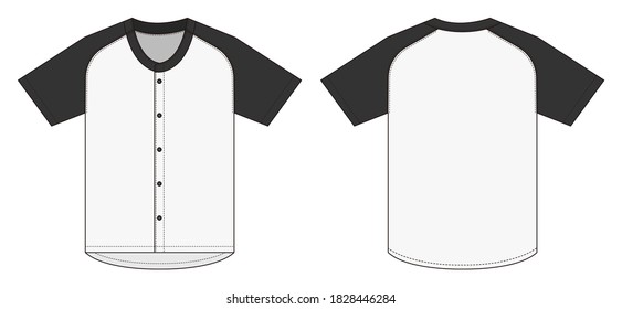 Jersey shortsleeve shirt (baseball uniform shirt) template vector illustration 