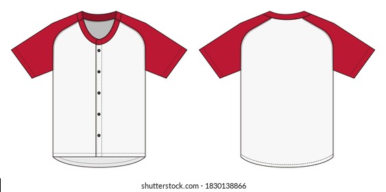 Jersey shortsleeve shirt (baseball uniform shirt) template vector illustration 