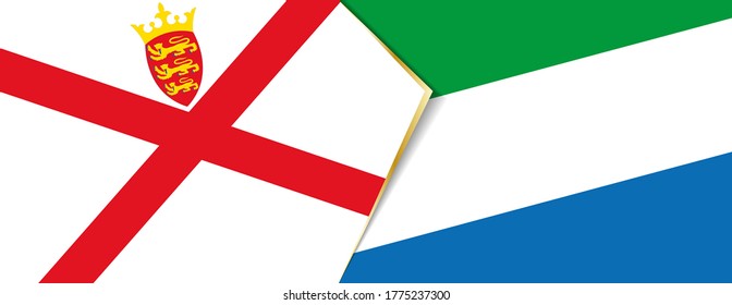 Jersey and Sierra Leone flags, two vector flags symbol of relationship or confrontation.