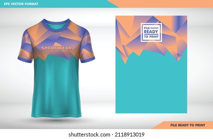 Jersey simple design light blue and orange, pastel color, t-shirt sport design template, Soccer jersey mockup for football club. uniform front view