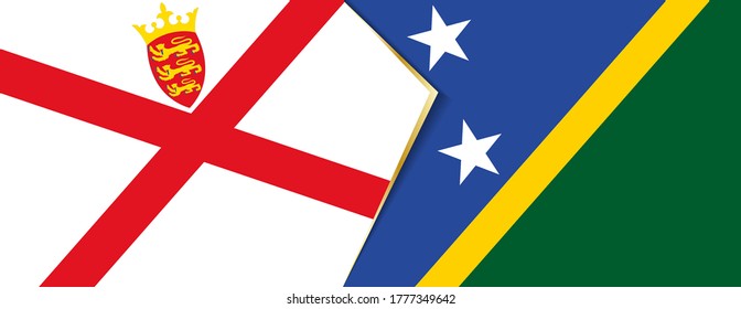 Jersey and Solomon Islands flags, two vector flags symbol of relationship or confrontation.