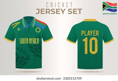 Jersey for South Africa Cricket Team Front and Back view