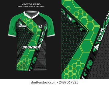 Jersey diseño deportivo sublimación camiseta geometría verde hexágono patrón para el fútbol, fútbol, carreras, ciclismo, juegos, motocross, diseño deportivo