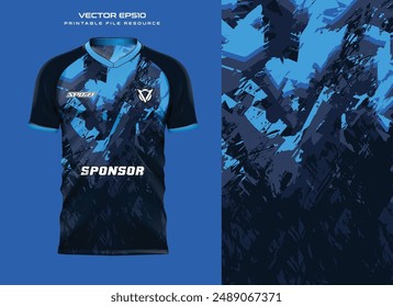 Jersey diseño deportivo sublimación t shirt abstracto patrón de salpicadura azul para el fútbol, fútbol, carreras, ciclismo, juegos, motocross, diseño deportivo