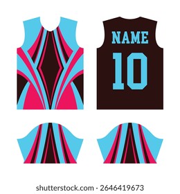 Plantilla de diseño deportivo de Jersey, camiseta de fútbol de manga media, club de fútbol, uniforme delantero y trasero