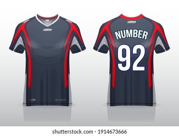 Jersey Sport Shirt Template Design For Running Sport, 
Basket Ball, Soccer Uniform In Front View, Back View. Shirt Mock Up Vector,
Design Very Simple And Easy To Custom