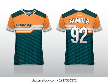 Jersey Sport Shirt Template Design For Soccer Sport, Basket Ball, Running Uniform In Front View,
Back View. Shirt Mockup Vector, Design Very Simple And Easy To Custom