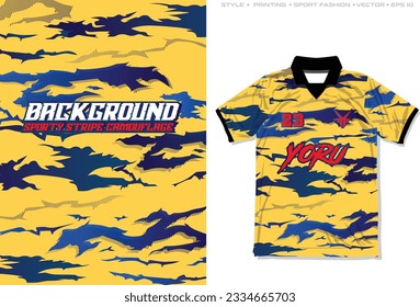 Jersey Sublimation design vector animal stripe yellow blue sporty camouflage shirt abstract football netball basketball volleyball running soccer pattern grunge