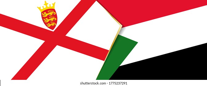 Jersey and Sudan flags, two vector flags symbol of relationship or confrontation.