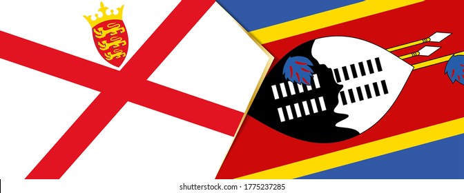 Jersey and Swaziland flags, two vector flags symbol of relationship or confrontation.