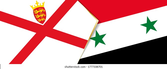 Jersey and Syria flags, two vector flags symbol of relationship or confrontation.