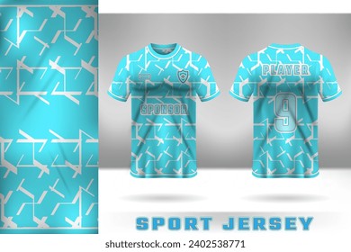 Jersey template design, simple and elegant pattern in light blue with front and back appearance
