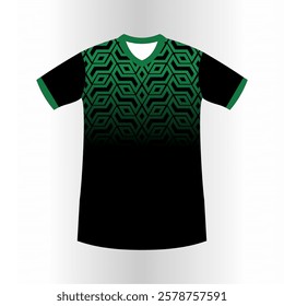 JERSEY TEMPLATE WITH DYNAMIC ABSTRACT GEOMETRIC PATTERNS SUITABLE FOR SPORTSWEAR DESIGN, TEAM UNIFORM CONCEPT, AND CHILDRENS DAY