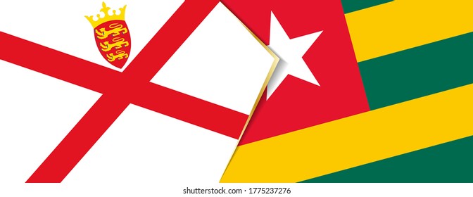 Jersey and Togo flags, two vector flags symbol of relationship or confrontation.