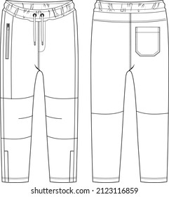 Jersey trousers for boys. Technical drawing. Fashion illustration